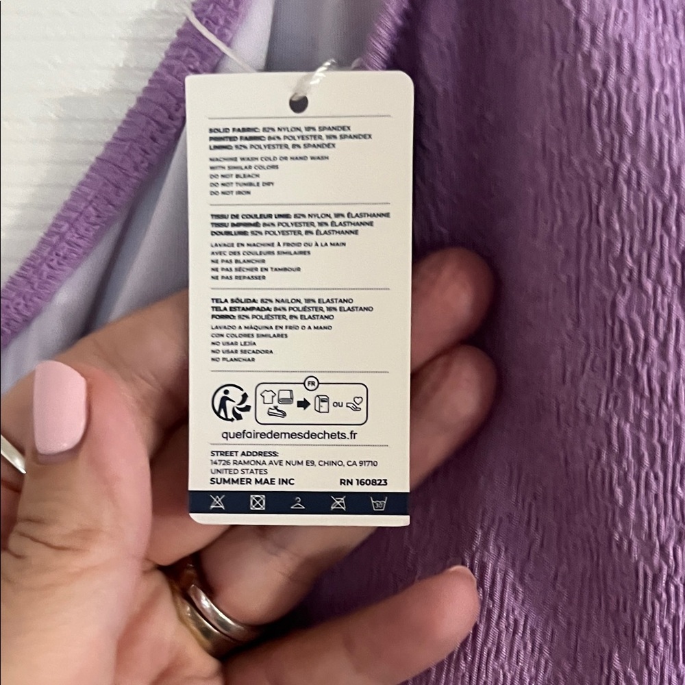 One-Shoulder Maternity Swimsuit in Purple - Picture 5 of 8